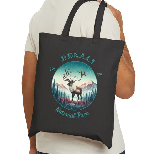 denali park usa tote bag nice gifts for your loved ones, perfect for enthusiast hikers and explorers of us parks. Live wild, live free, live full