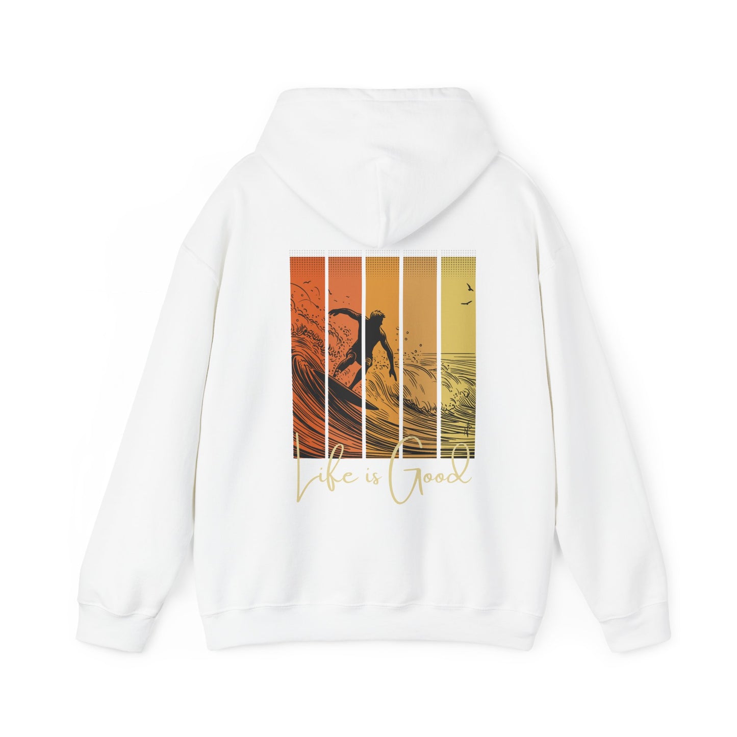 Life is good, Surfing Hoodie, design on the back