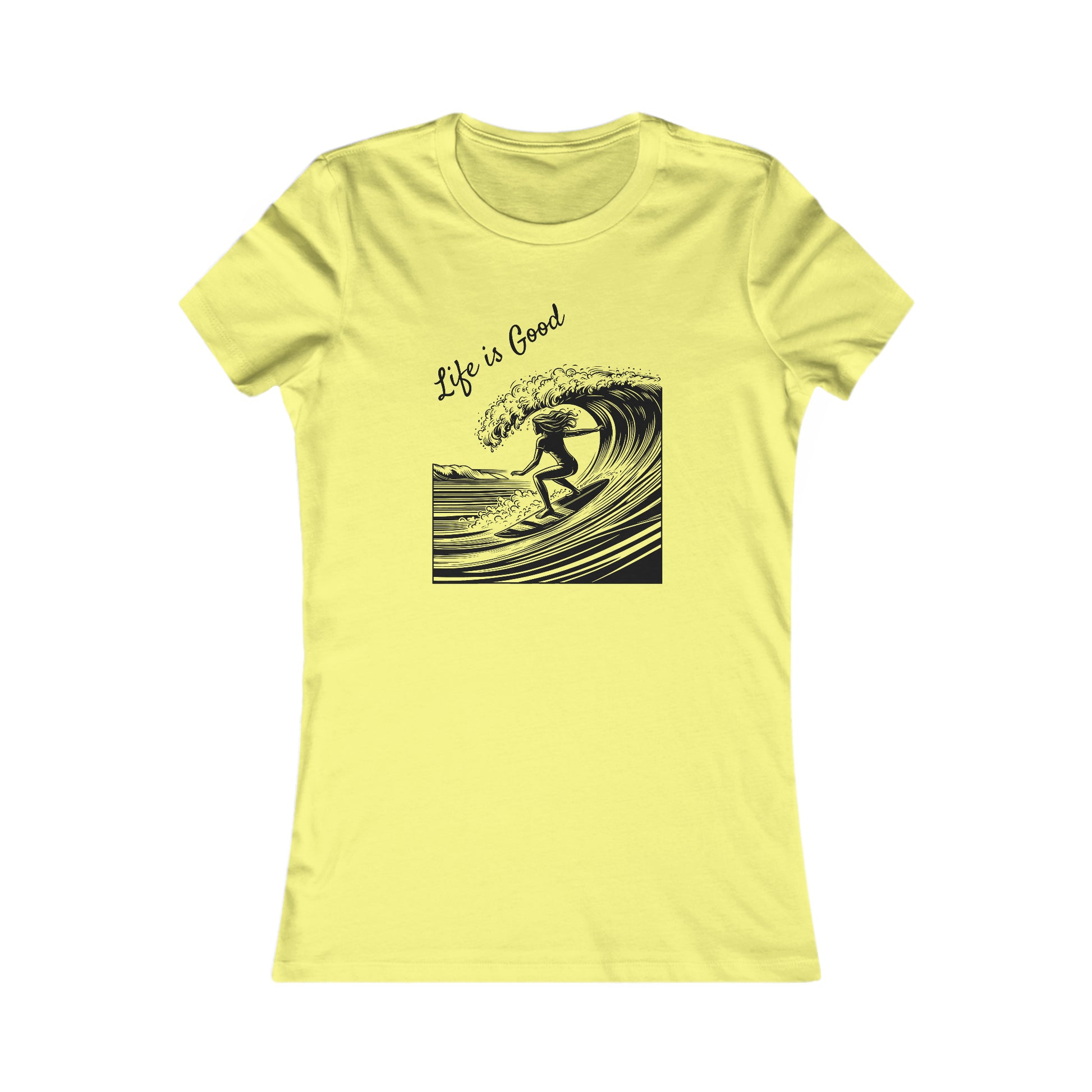 yellow surfer tee for women, surfer design t shirt for aunt or mom