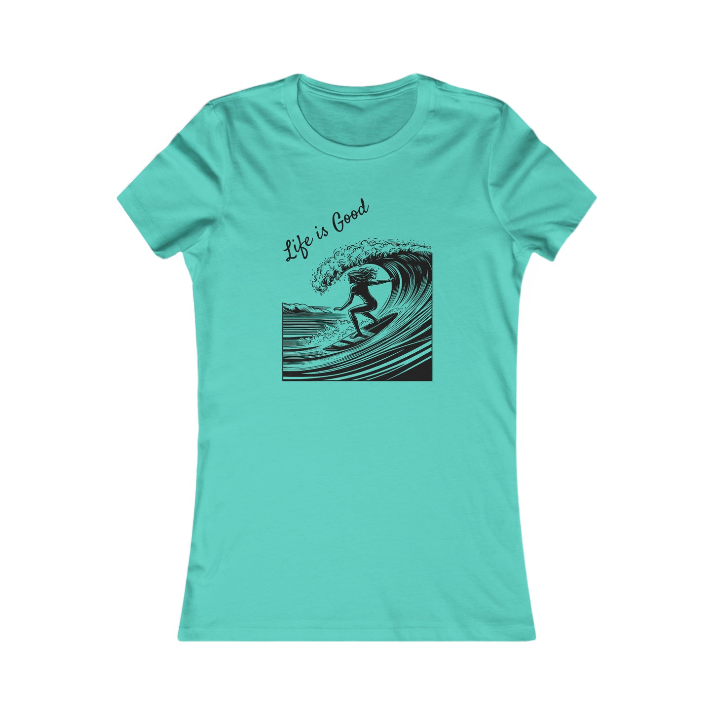 teal blue surfing tee for girls and women, great gift for surfing mom