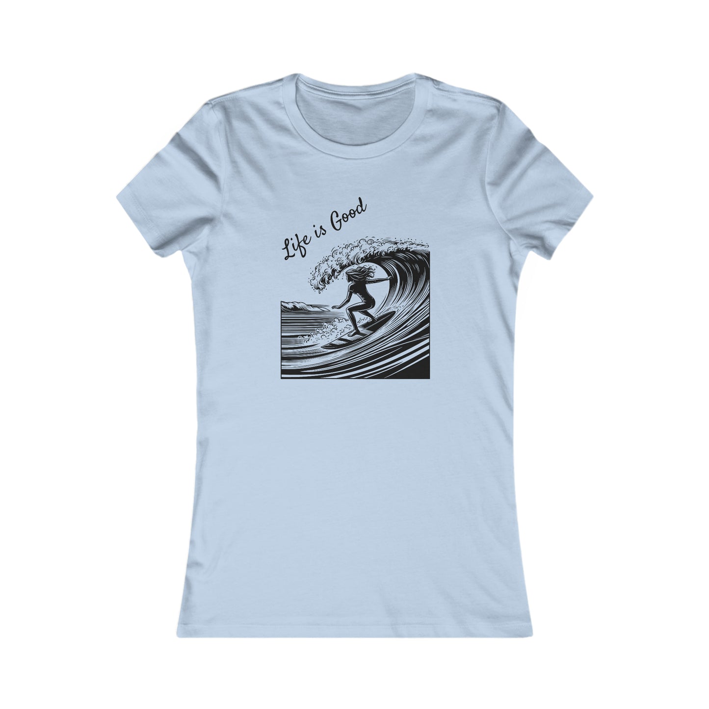 blue design surfer tee for women, great gift for a girl, cool t shirt, statement t shirt