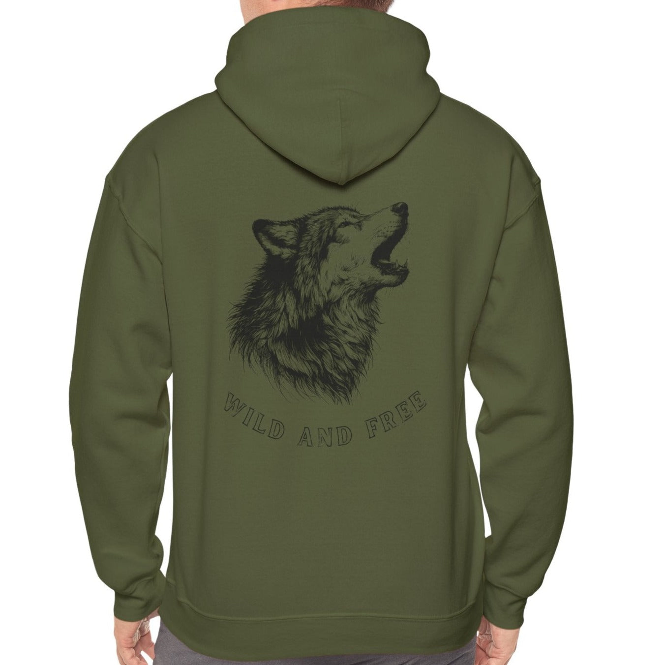 Wild and Free, Male Wolf Hoodie