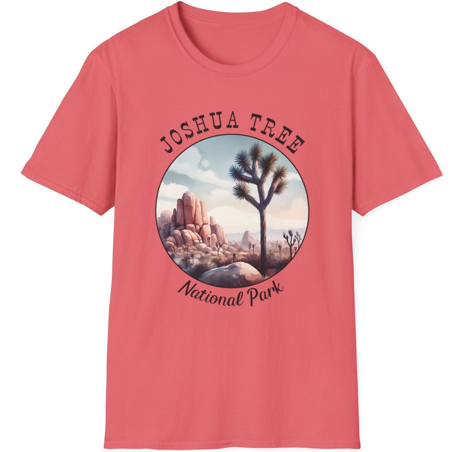 Joshua Tree national park tee cool gift for boyfriend, nice gift for wife wild adventure through np in usa, good statement shirt for wildlife preservation supporters and enthusiasts, coral silk tee