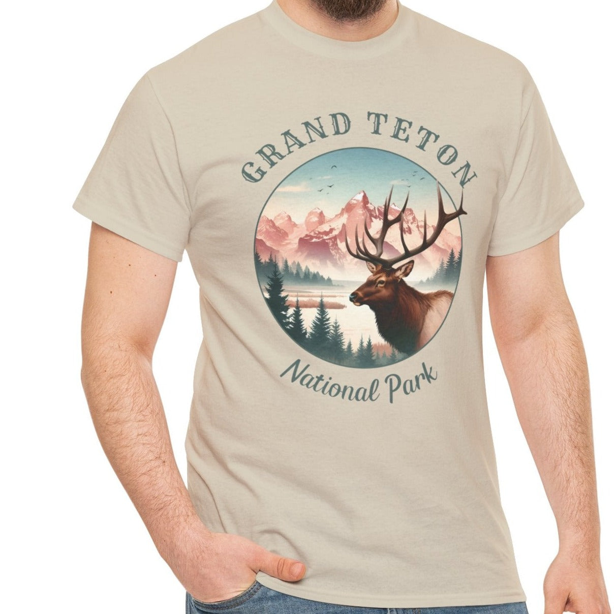 us grand teton national park t-shirt nice gift for girlfriend, mindful present for husband on journey to us np, apparel to live wild life and love us national parks, sand t-shirt