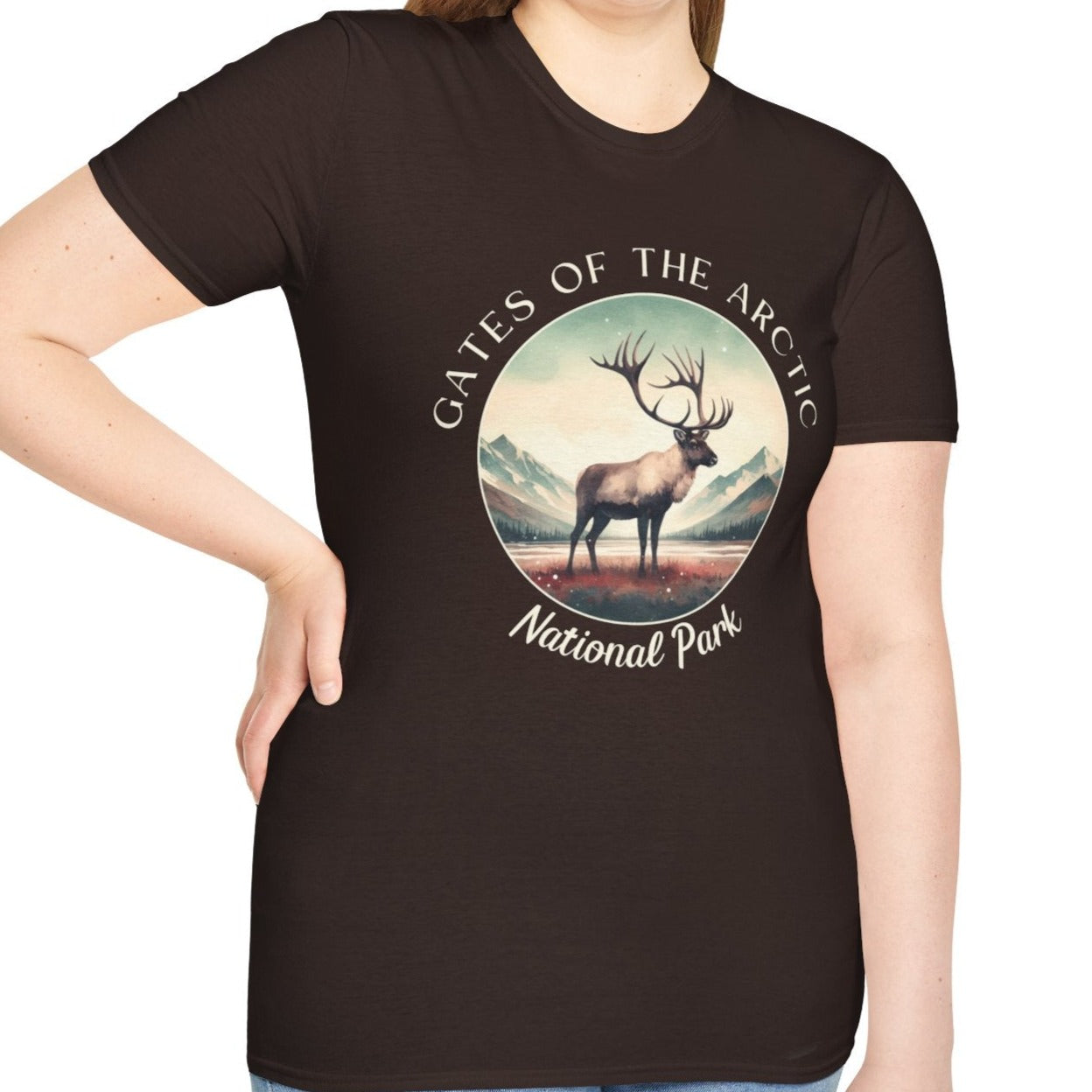 The Gates of the Arctic national park usa  t-shirt nice gifts for loved ones, perfect for enthusiast hikers to explore us parks. Live wild, live free, live full life, dark chocolate tee