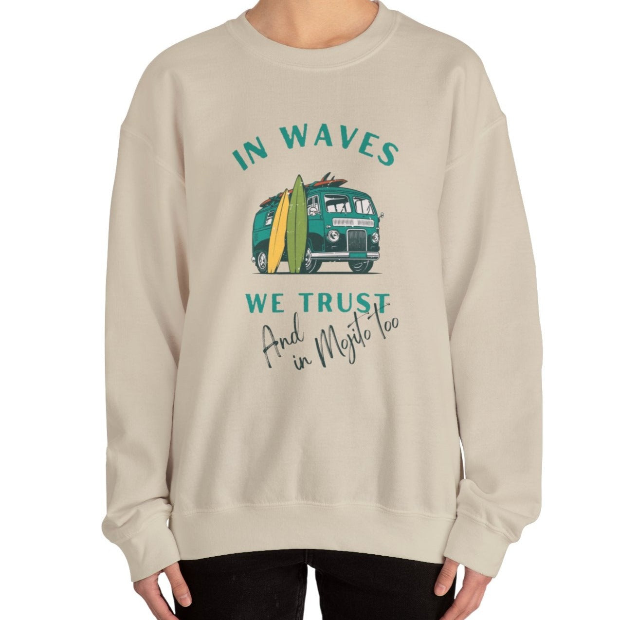 In waves we trust, Surfing Crewneck Sweatshirt