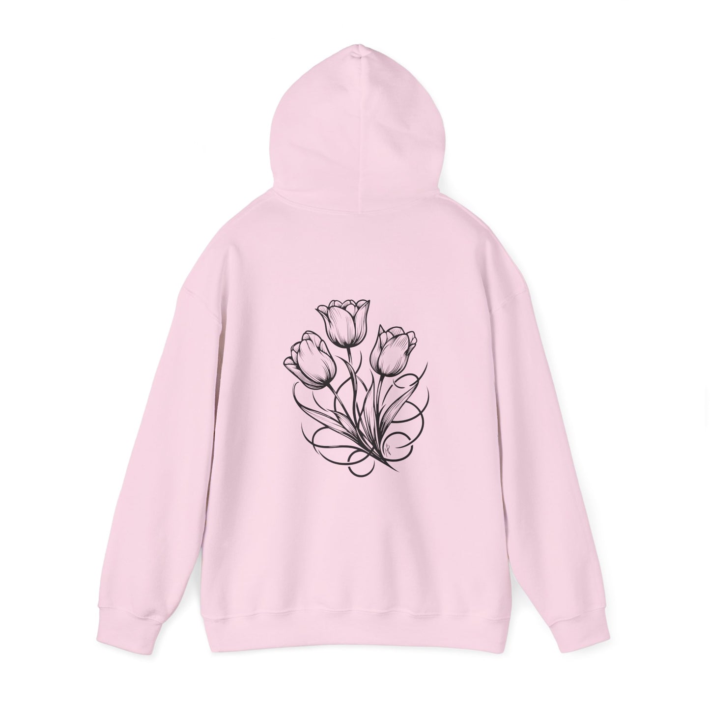 Tulip bunch, Tattoo style Hoodie, design  on the back