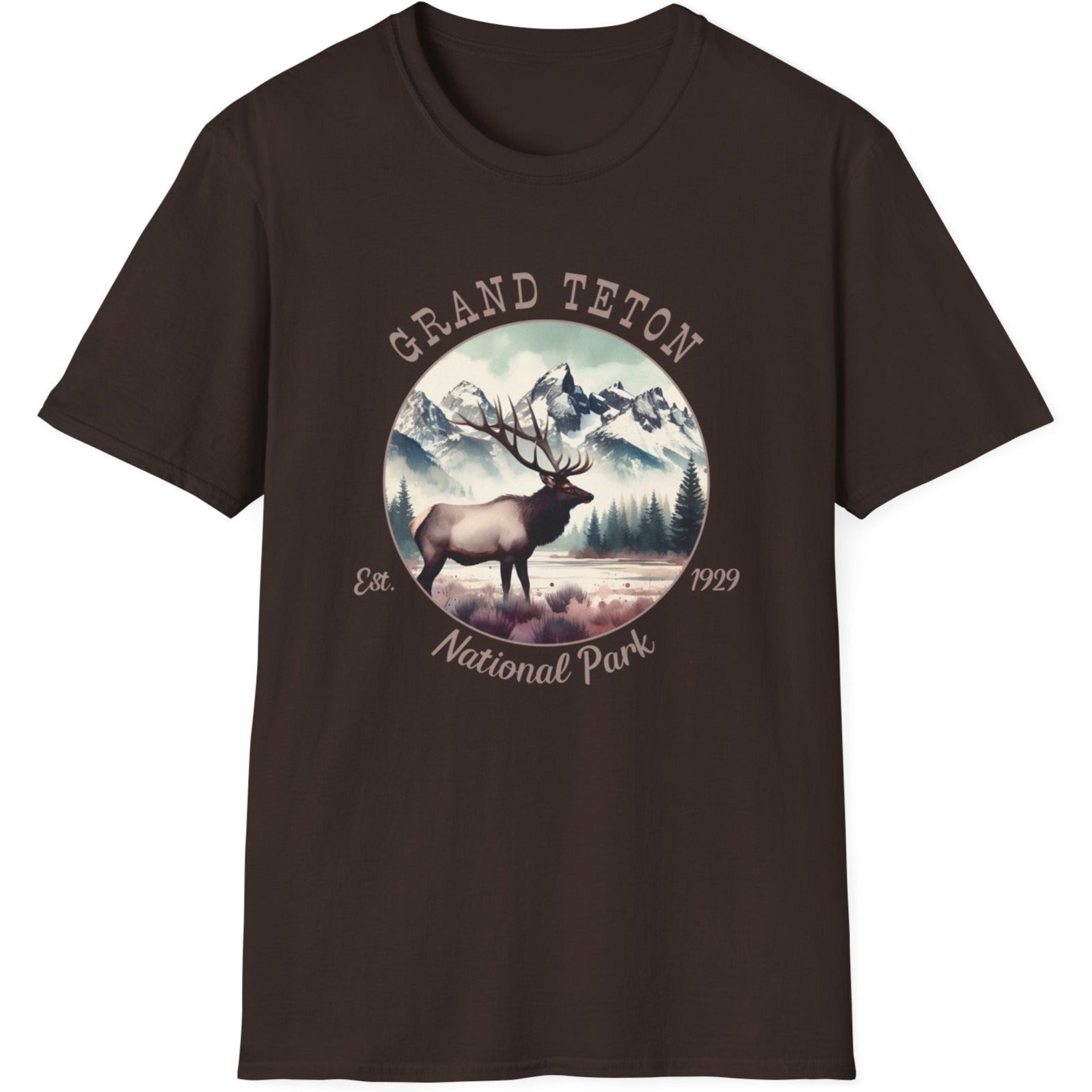 Grand Teton national park usa  t-shirt nice gifts for loved ones, perfect for enthusiast hikers to explore us parks. Live wild, live free, live full life, dark chocloate t shirt