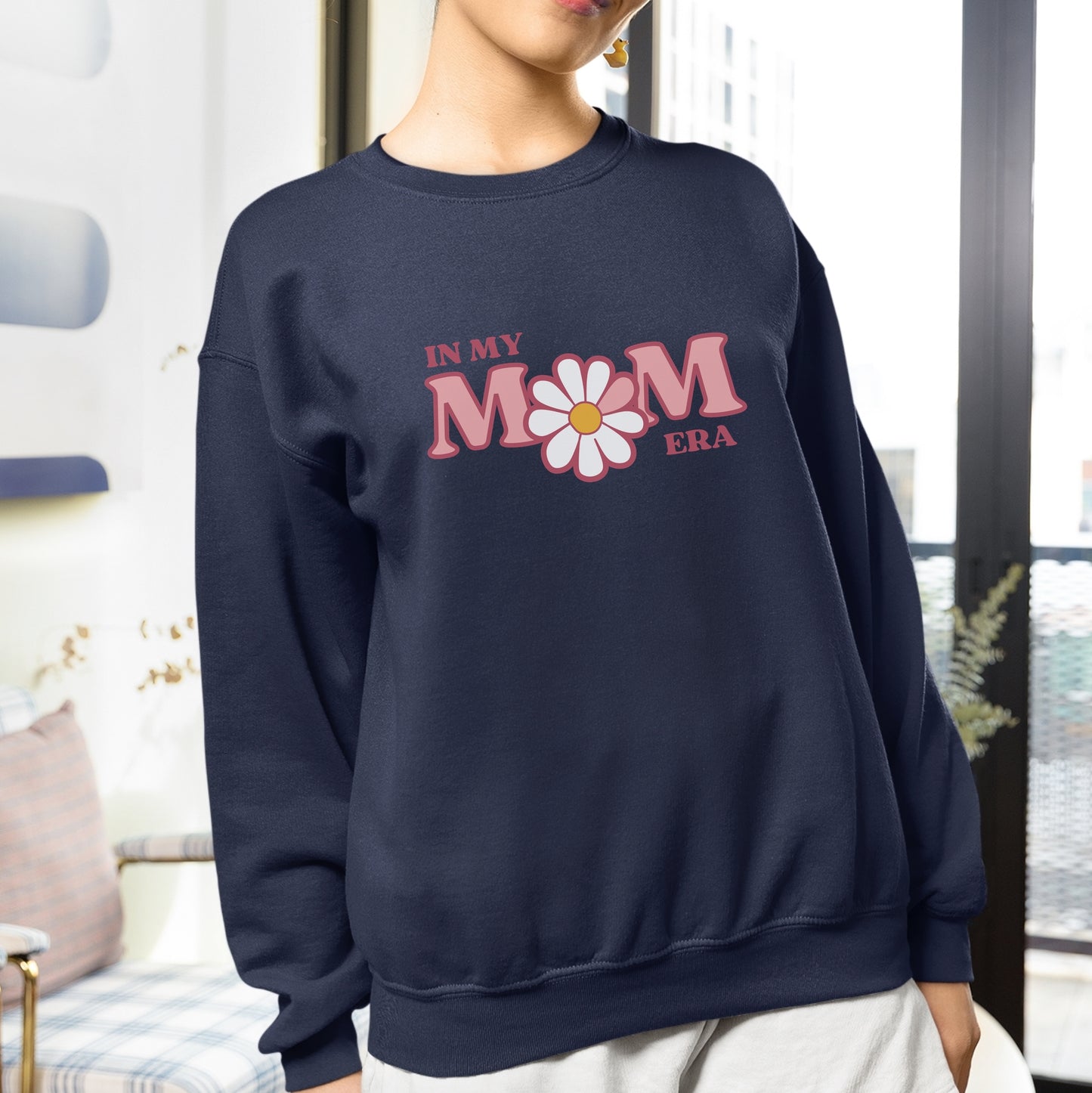 In my Mom Era Daisy Crewneck Sweatshirt Mother's day gift, Fun Top for Mama, Retro vibes