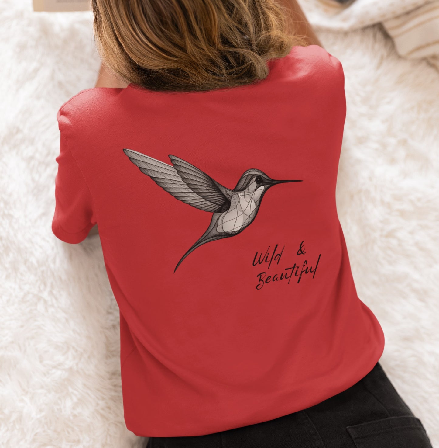 Hummingbird, Wild and Beautiful Tee, design on back