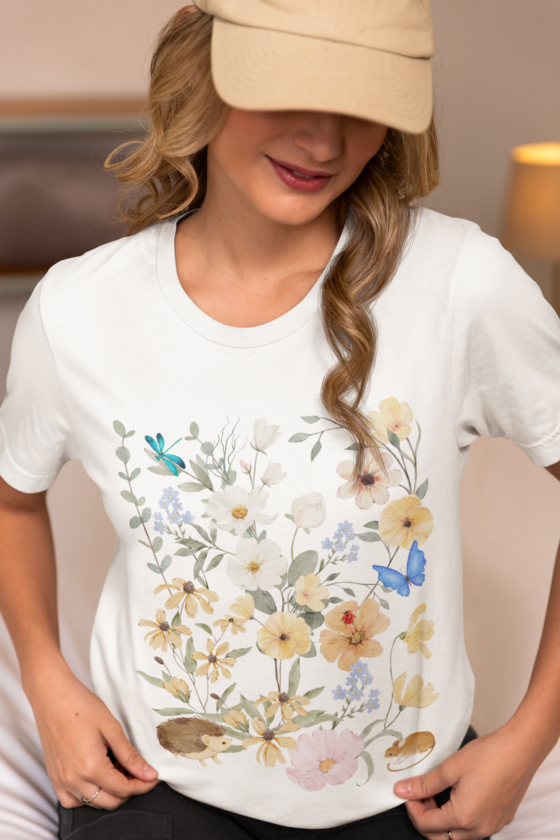 snow white Boho Garden Flower Cottagecore Shirt Oversized, Vintage Botanical Te,  Nature art Wildflowers Plant Shirts,  Pastel Floral Garden Lover T-Shirt Gift For Her