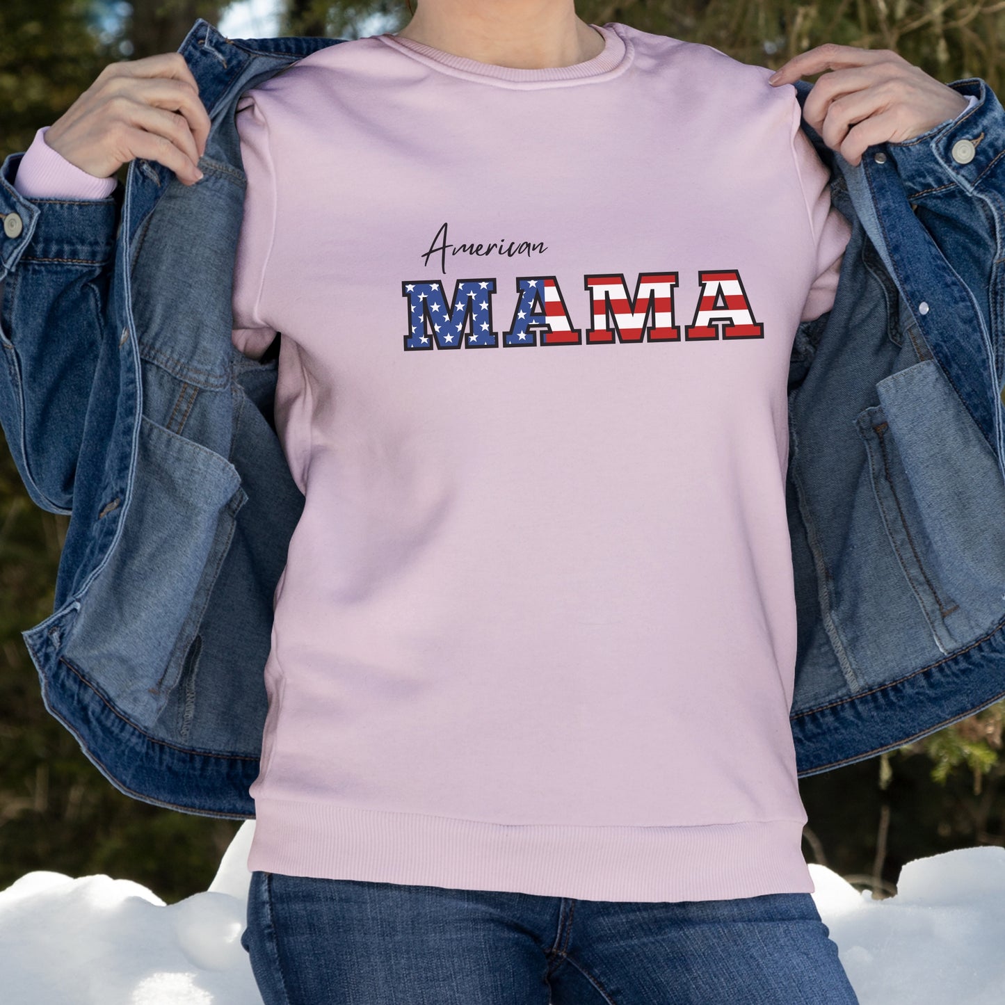 American Mama Crewneck Sweatshirt Independence day 4th of July outfit