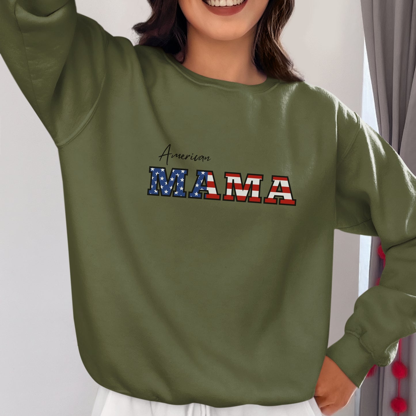 American Mama Crewneck Sweatshirt Independence day 4th of July outfit