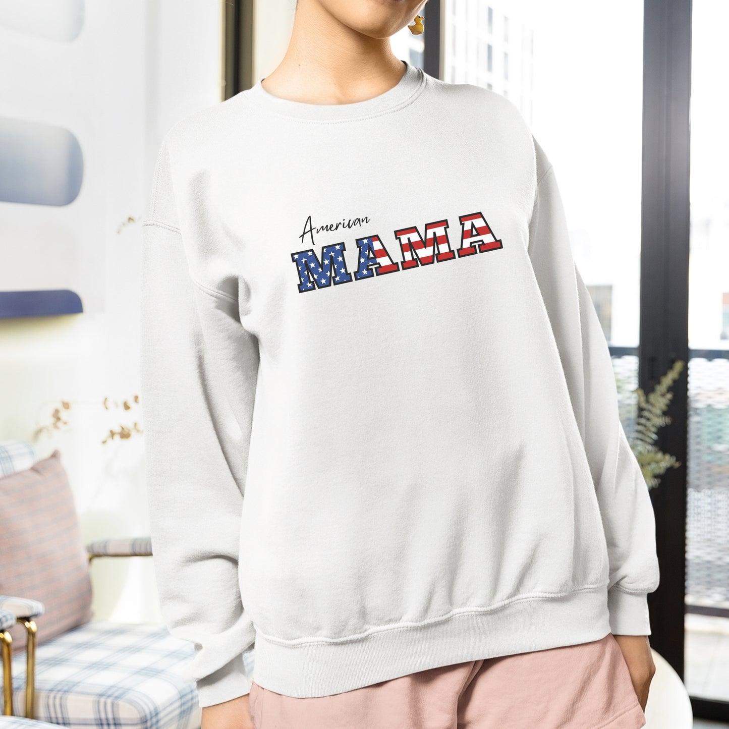 American Mama Crewneck Sweatshirt Independence day 4th of July outfit