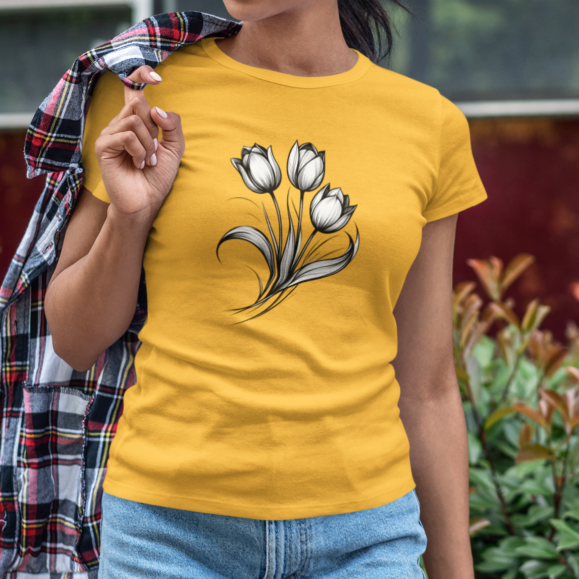 Camiseta favorita de mujer gris tulipán